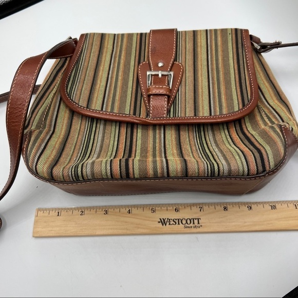 Etienne Aigner Multi Striped Canvas Foldover Shoulder Bag - Picture 7 of 10